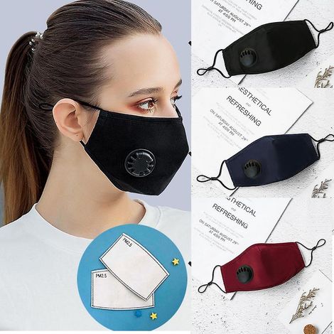 masque En Coton Trois Pices Pm2.5 Filtre Lavable Masque Solaire Adulte Tridimensionnel Respirant Augmentation Noire (1/5)