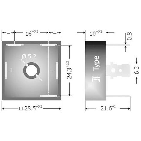 Diotec DB35-04 Pont redresseur D-63 400 V 35 A Triphasé (1/2)