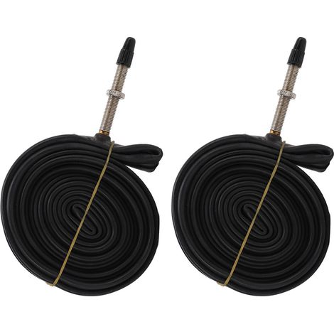 Lot de 2 chambres à air de vélo 700x23C avec valve Presta, en caoutchouc butyle, et 2 démonte-pneus. Valve Presta 60 mm. (1/5)