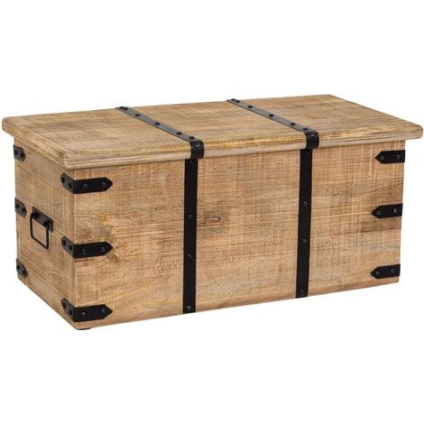 Baúl de madera marrón 80x40x36h cm