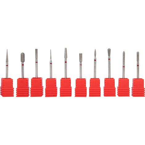 Lot 10 Fraises pour Ongles, Embouts de Polissage Manucure Pédicure, Accessoires de Perçage, Coffret Outils Type B (1/5)