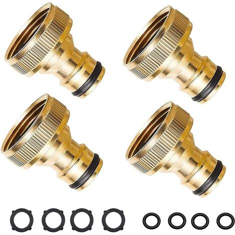 3/4 Pouce connecteur Rapide en Laiton Filetage Femelle, connecteur Rapide de Tuyau de Jardin connecteurs de Robinet pour Les pièces de Tuyau de Jardin à la Maison connecteurs (4 Pack) (1/4)