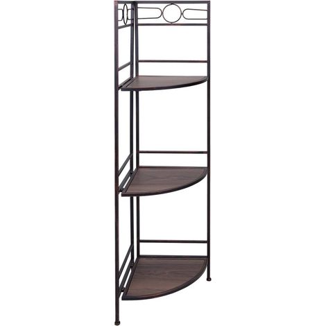 Estantería rinconera de madera y metal negra 50x36x126