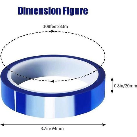 Ruban chauffant bleu 6 20 mm x 33 m, ruban résistant à la chaleur haute température, ruban de transfert de chaleur pour subli (1/3)