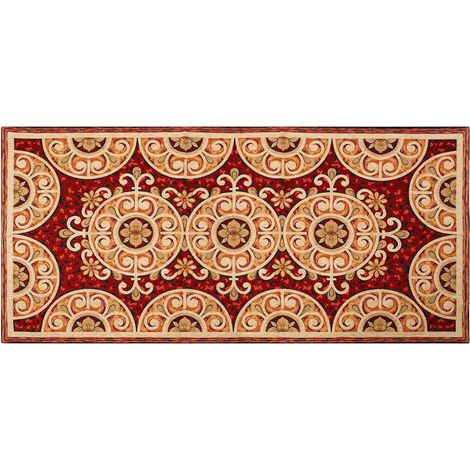 Tappeto Cucina In Ciniglia Arredo Moderno Passatoia Multiuso Ingresso Corridoio Antiscivolo Prodotto Italiano Disegni Piazzati Cotone Varie Misure Lavabile In Lavatrice Lavatrice Andalusia Rosso - 57x