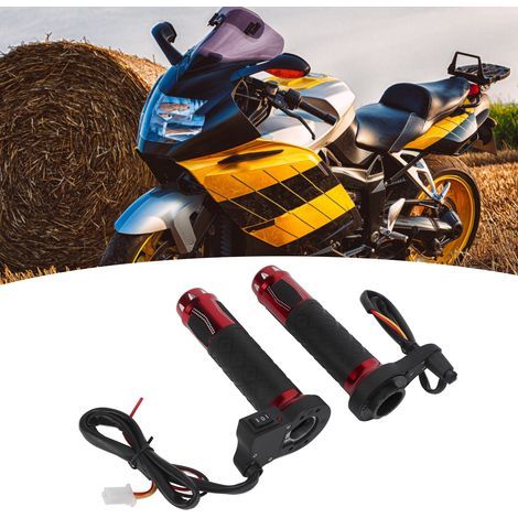 2 pièces Poignées chauffantes électriques 22mm pour moto, alliage d'aluminium, chauffage hivernal, 12V-14V, rouge (1/5)