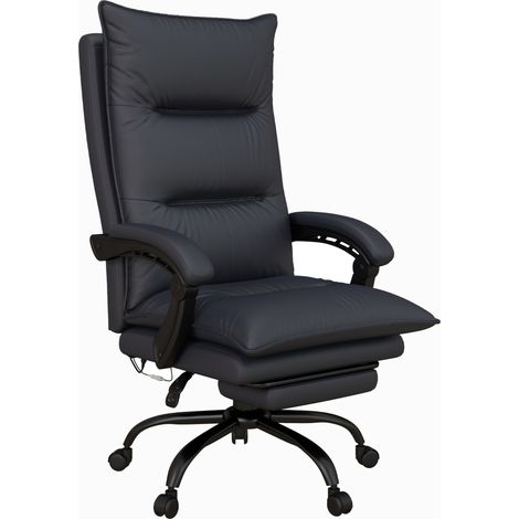 Sedia da ufficio massaggiante regolabile con poggiapiedi reclinabile grigio scuro MODENUIT (1/5)
