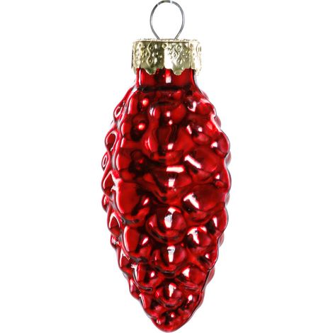 TrendLine Glas-Tannenzapfen rot 12 Stück 6 cm Weihnachtsbaum Weihnachtsschmuck