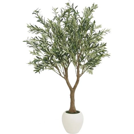 Olivier artificiel 180cm – Feuillage dense et réaliste – Pot déco blanc – Décoration méditerranéenne élégante – Ligne Deco