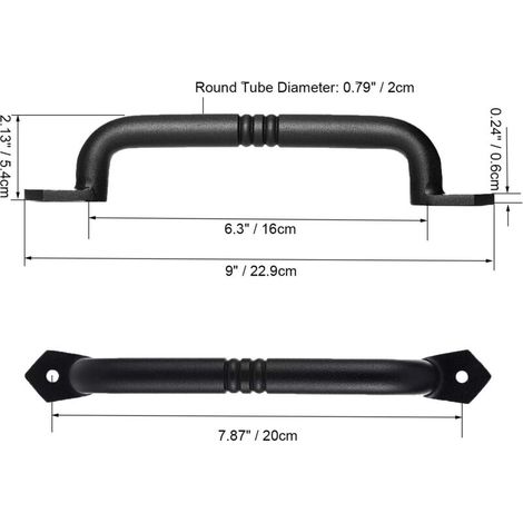 Poignée de porte de grange coulissante en fonte noire robuste pour portail de jardin en bois, abri de jardin, porte d'armoire (1/3)