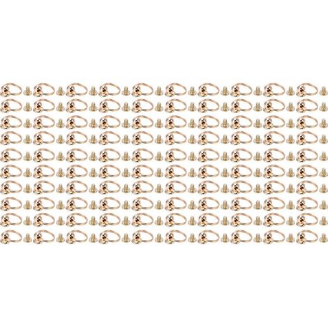 100 Série de Rivets Moine avec Anneaux de Tirage 8mm Cuivre Brillant Double Boucle pour Vêtements DIY Sacs Chaussures Or (1/5)