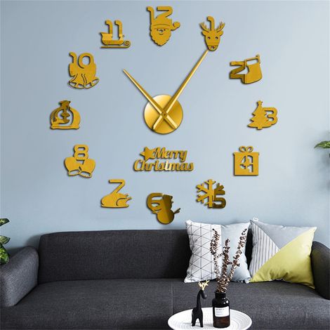 Horloge Murale Silencieuse Sans Cadre - Surface Miroir 3D - Autocollant DIY pour Décoration Intérieure - 1 Pièce (1/3)