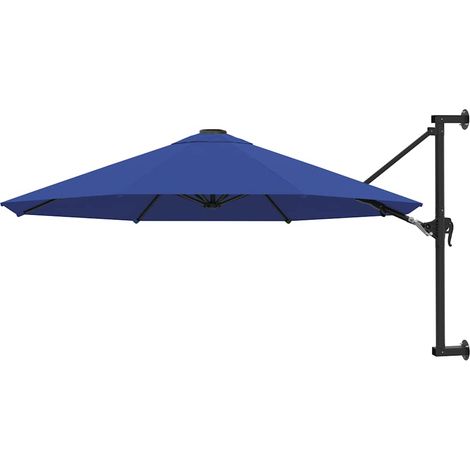 Parasol mural avec mât - Parasol déporté Parasol de Jardin métallique 300 cm Bleu BV295960 - BonneVie (1/5)