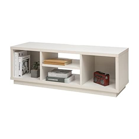 Iris Ohyama, Porta TV/Mobile TV/TV Supporto in legno/Porta TV con ripiani aperti/Porta TV per TV da 55 pollici, Legno massello, Ufficio, Soggiorno - TV Cabinet Standard OTS-125S - Quercia Bianco