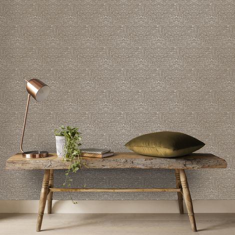 Papier peint intissé Tissage Gilian 1005 x 52cm Marron grisé (1/5)