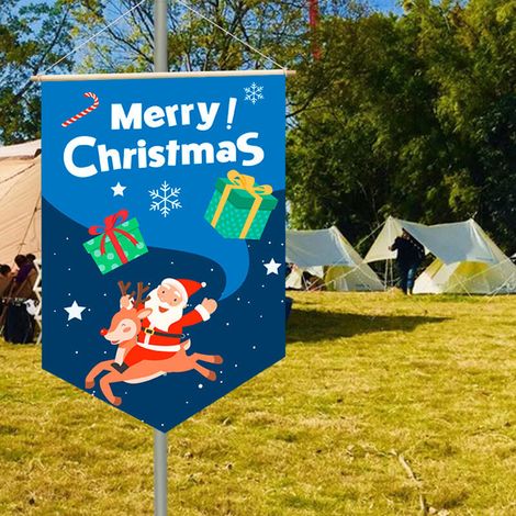 Christmas flag, Christmas garden flag, hanging flag made of polyester Santa Elk fabric - 30 × 45 cm