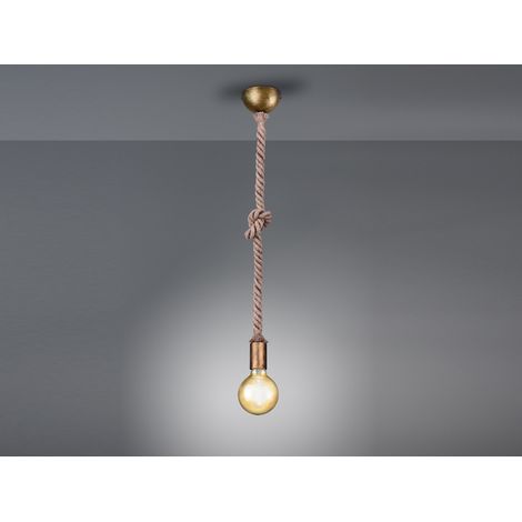 Rustikales LED Schnurpendel aus Hanfseil mit Knoten, Höhe 150cm (1/5)