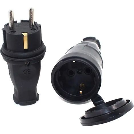 Toma de corriente impermeable de goma (UE) - Conector europeo con conexión a tierra y cubierta IP44, fuente de alimentación DIY de 16 A y 250 V (1/5)