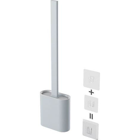 Loo Brush Toilet Brush Set, Compact Household Toilet Cleaning Tool, TPR Bristles Deep Cleaning Will not Harm the Toilet Surface (long Handle) Wall-mounted ( Color : Grey  ) (1/5)