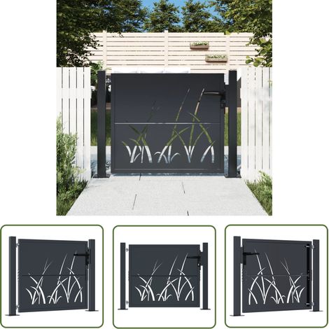 The Living Store Gartentor Anthrazit 105x80 cm Stahl Gras-Design - Gartentor - Metalltor - Stahltür - Zaunportal - Einfahrtstor (1/5)