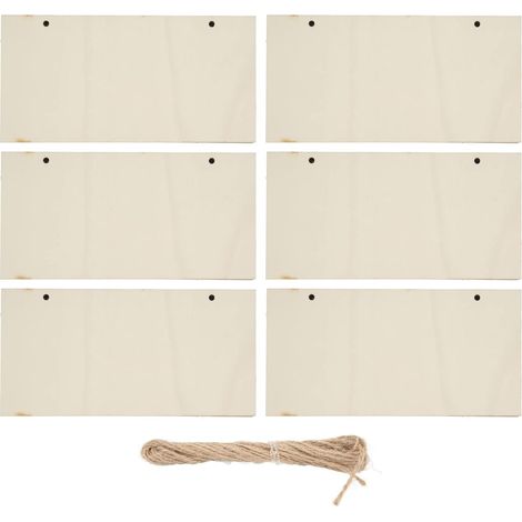 Panneau en Bois Vierge pour Artisanat, 6 Paquets de Panneaux de Suspension en Bois Non Finis avec Trou pour décoration Murale de Porte DIY décoration de Vacances (1/5)