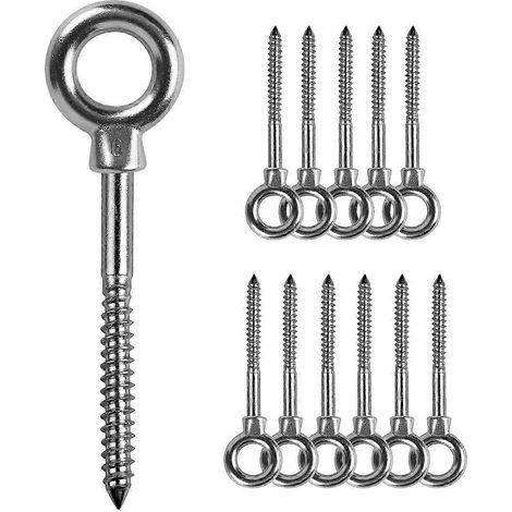 12 boulons à œil Vis à œil M6 x 60 mm Anneaux de levage M6 Vis à œil en acier inoxydable 316 Vis à œil (1/5)