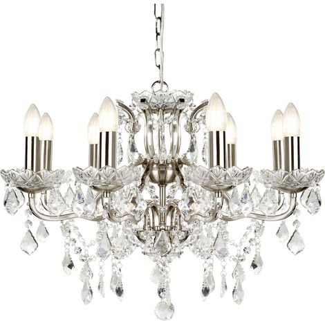 Searchlight Paris - Lustre à 8 ampoules au fini argent satiné, E14 (1/3)