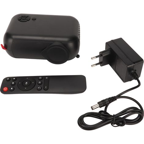 Mini projecteur noir, avec télécommande et batterie externe, compatible avec les projecteurs portables de 13 à 100 pouces, convient à la maison, à l'école et au bureau, 100-240 V, prise européenne. (1/5)