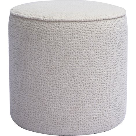 Puf redondo de tejido con efecto terciopelo texturizado crudo con motivos D40 cm WANGA (1/2)