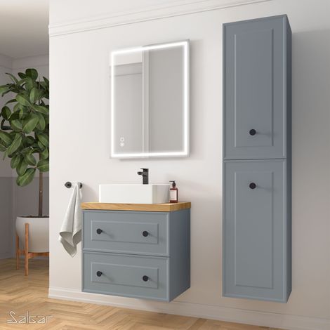Waschtischunterschrank Renoir 600 Blue Fog mit 2 Schubladen wandhängend (1/4)