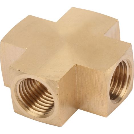 Raccord de tuyauterie en laiton 1/4'' FNPT, connecteur fileté 4 voies, outil industriel femelle (1/5)