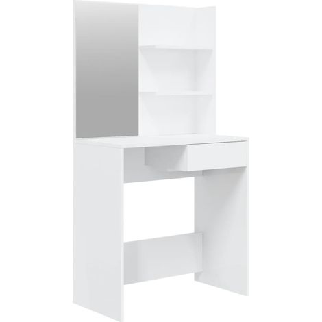 Coiffeuse avec miroir Blanc brillant 74,5x40x141 cm