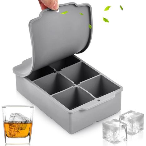 Silikon-Eiswürfelform mit Deckel, 19 x 13 x 6 cm, BPA-frei, für Suppen, Kaffee und Pürees (1/5)