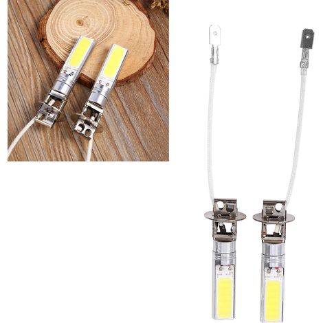 2 Pièces Ampoule LED H3 COB 6000K Blanc Lumière de Brouillard Voiture 12V 10W