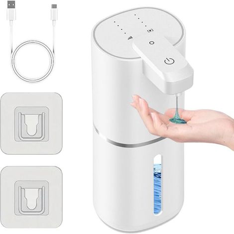 Distributeur de Savon Liquide Automatique 380 ml – Sans Contact, Rechargeable, 4 Niveaux de Dosage, Pour Cuisine et Salle de Bain (1/5)