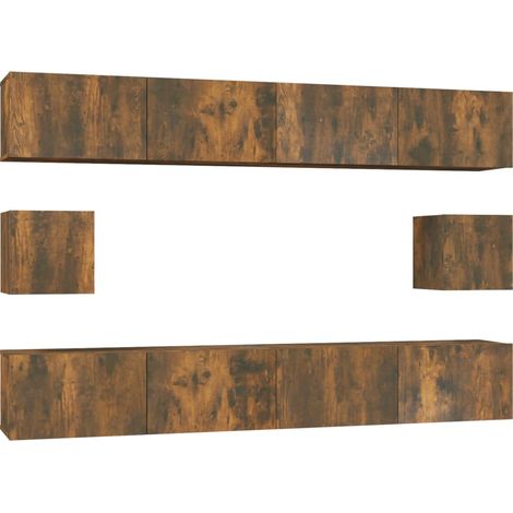 Maison Exclusive - Set di Mobili Porta TV 6 pz Rovere Fumo in Legno Multistrato (1/5)