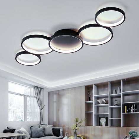 Plafonnier LED, Lustre LED rond à 5 têtes, Suspension LED à économie d'énergie, Plafonnier moderne en métal, Plafonnier suspendu, Lumière blanche (1/5)