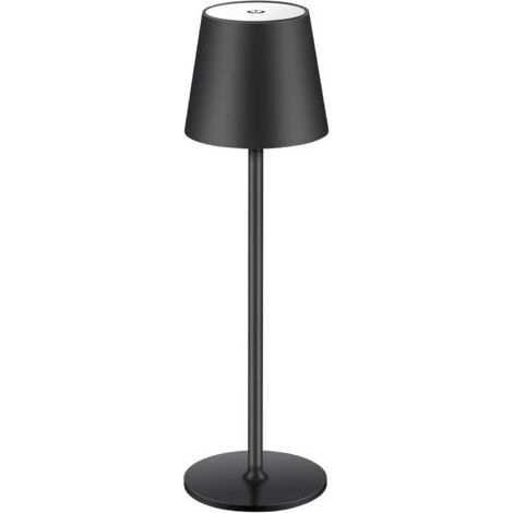 Schwarze kabellose Schreibtischlampe 10 x 10 x 38 cm, 1 LED, wiederaufladbar, berührungsempfindlich, ideal für Restaurants, Schlafzimmer und Bars. (1/4)