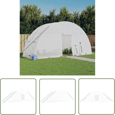 The Living Store Serre avec cadre en acier blanc 12 m² 6x2x2,85 m - Serre De Jardin - Serre En Acier - Serre Blanche - Abri Jardin - Tunnel De Jardin (1/5)