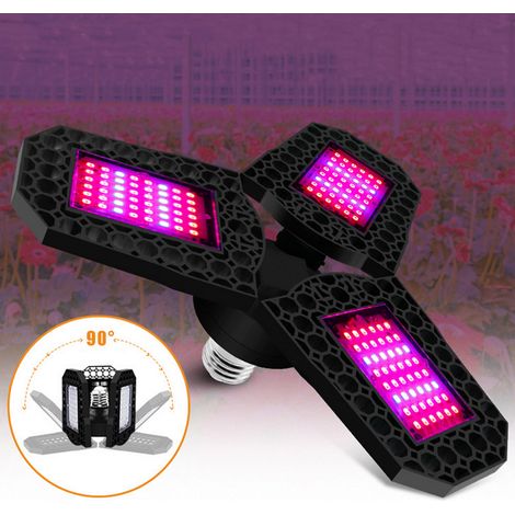 Lampe horticole LED à feuilles pliables à trois lobes, spectre rouge et bleu, 80 W, pour la culture de semis en serre et l'éclairage d'appoint. (1/5)