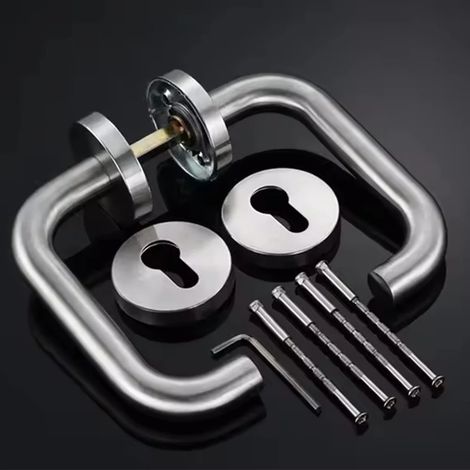 (Poignée de porte) Poignée de porte verrouillable en acier inoxydable 304 de haute qualité. Poignée de porte coupe-feu. Surface brossée. Plusieurs finitions. (1/5)