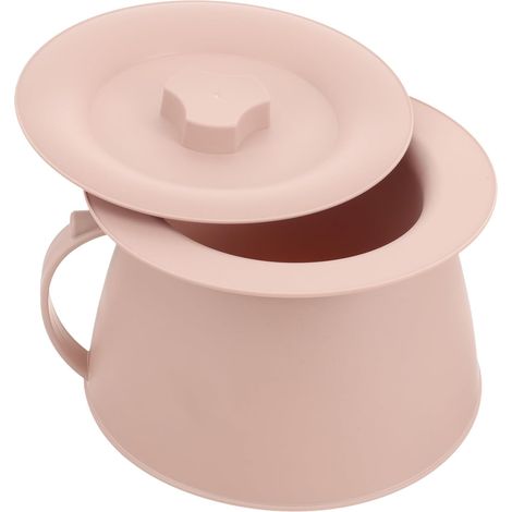 Nachttopf mit Deckel – 1 Stück – Robustes, rosafarbenes Kunststoff – Tragbares, geruchsdichtes Urinal – Für Senioren und Schwangere – 22 x 22 x 13,5 cm (1/5)