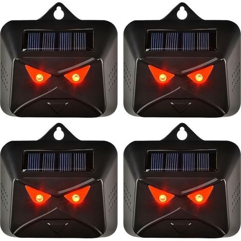 Répulsif solaire pour animaux, lot de 4 répulsifs solaires pour animaux de nuit avec lumière LED rouge, dispositifs de dissuasion pour mouffettes, répulsifs pour cerfs, renards, mouffettes (1/5)