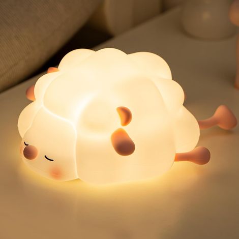 Veilleuse pour enfants, intensité réglable sur 10 niveaux, minuterie 15/30/60 min, silicone alimentaire, lampe tactile mignonne, compagnon de chevet rechargeable - Cadeau adorable (1/5)