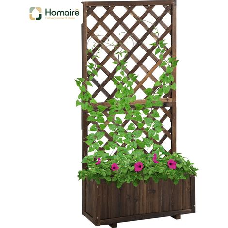 HOMAIRE Hochbeet mit Rankgitter Blumenkasten aus Holz ideal für Kletterpflanzen und Rosen im Garten