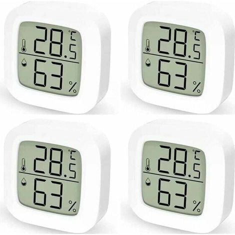 Termómetros de interior (paquete de 4) con pantalla digital, higrómetros, XU, termómetros digitales para dormitorio - KZQ (1/4)