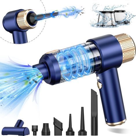 Aspirateur Voiture, 6500PA 4 en 1 Mini Aspirateur sans Fil a Main avec Aspiration, Soufflage, Gonflable Puissant Vacuum Cleaner, Maison, Bureau, Animaux Domestiques (1/5)