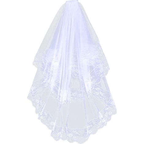 Voile de mariée blanc 2 niveaux en tulle dentelle, élégant scintillant paillettes strass, accessoire de mariée avec peigne