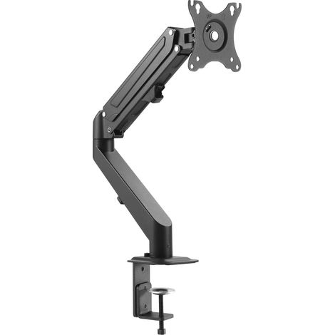 Wiltec Support d’écran 17-27 Pouces 2 à 6,5 kg 1x Ordinateur Ressort à gaz Fixation de table VESA 75x75/100x100 Bras Articulé Porte-Ordi Inclinaison et Hauteur Réglable Rotation Pied Socle d'écran