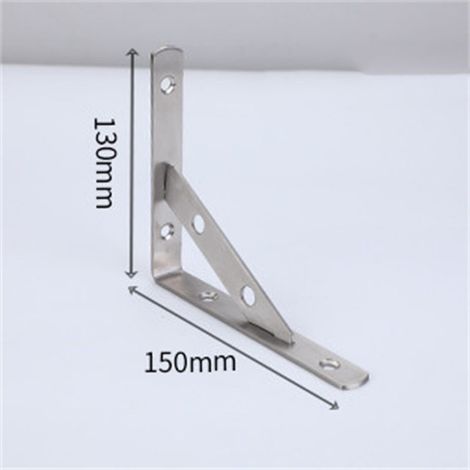 Équerre triangulaire en acier inoxydable renforcé, fixation murale, équerre amovible à angle droit, épaisseur 3 mm, longueur 150 mm (6 pouces), avec vis d'expansion en fer 6x40 (1/2)